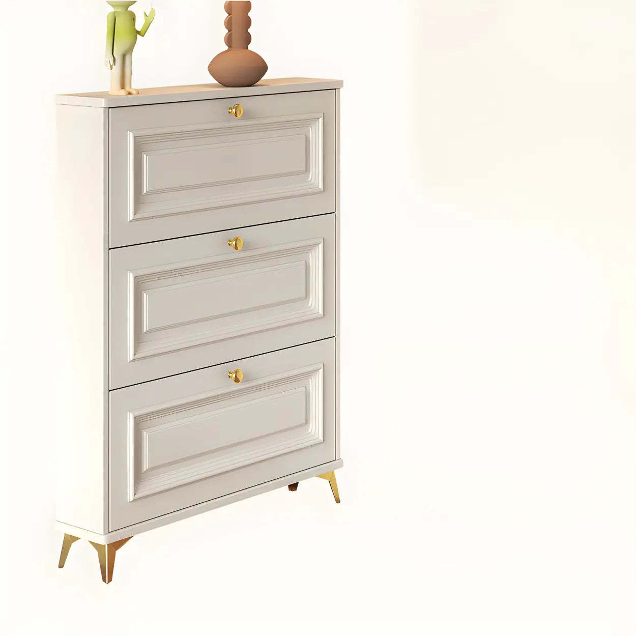 Wood Hallway Drop-Front Shoe Cabinet