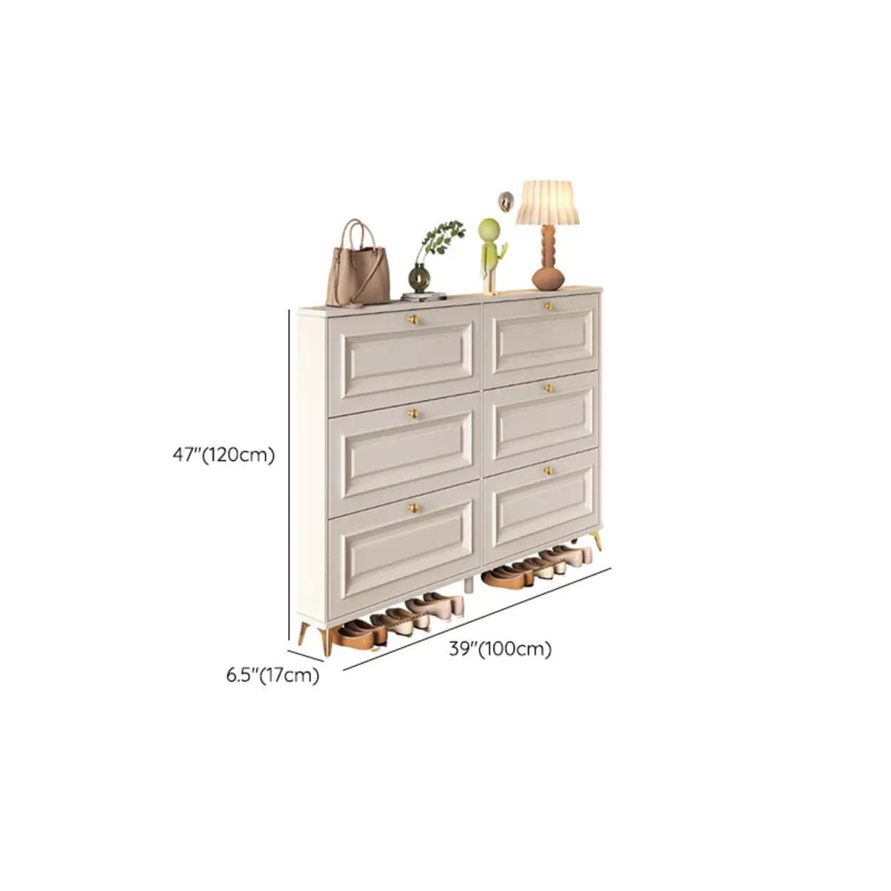Wood Hallway Drop-Front Shoe Cabinet