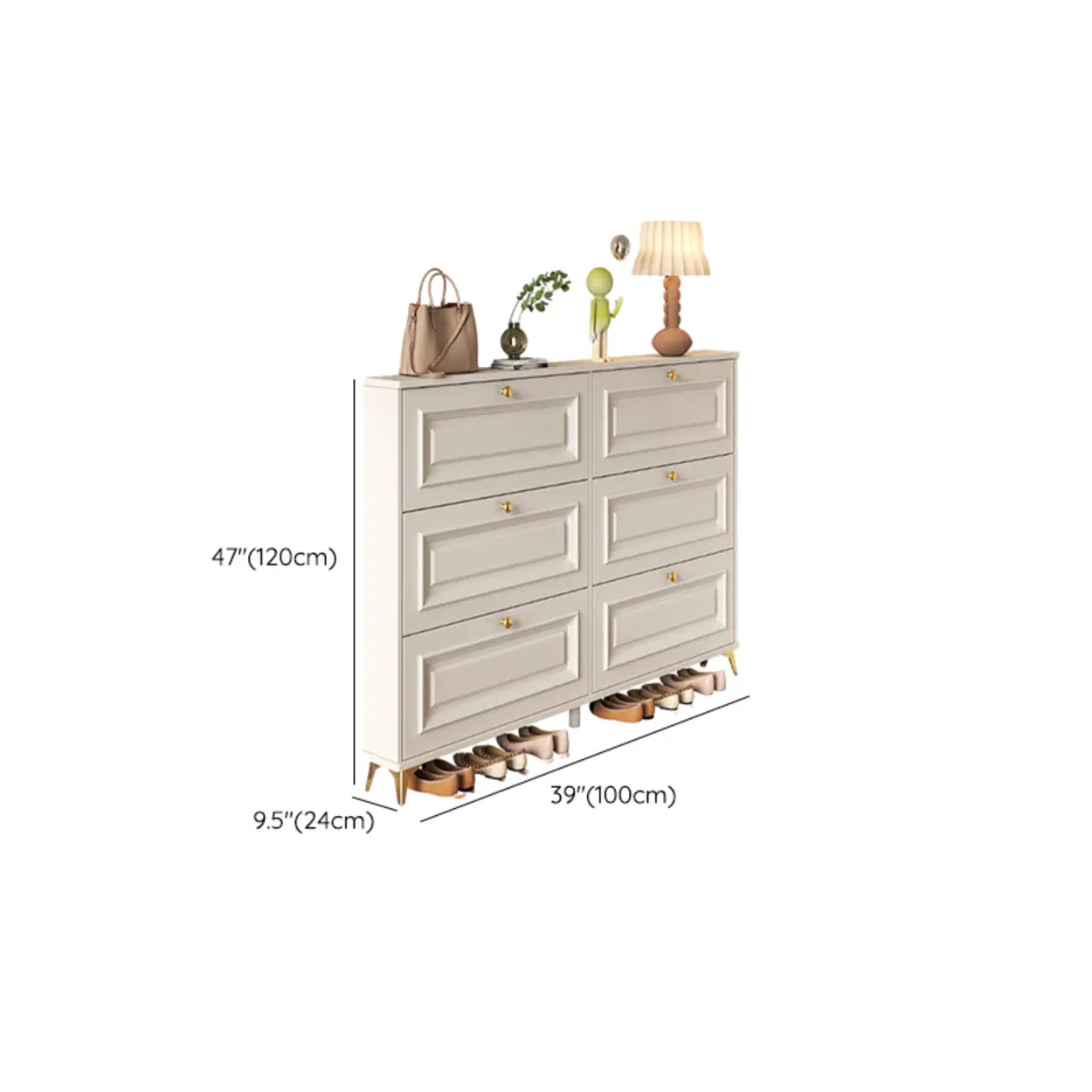 Wood Hallway Drop-Front Shoe Cabinet