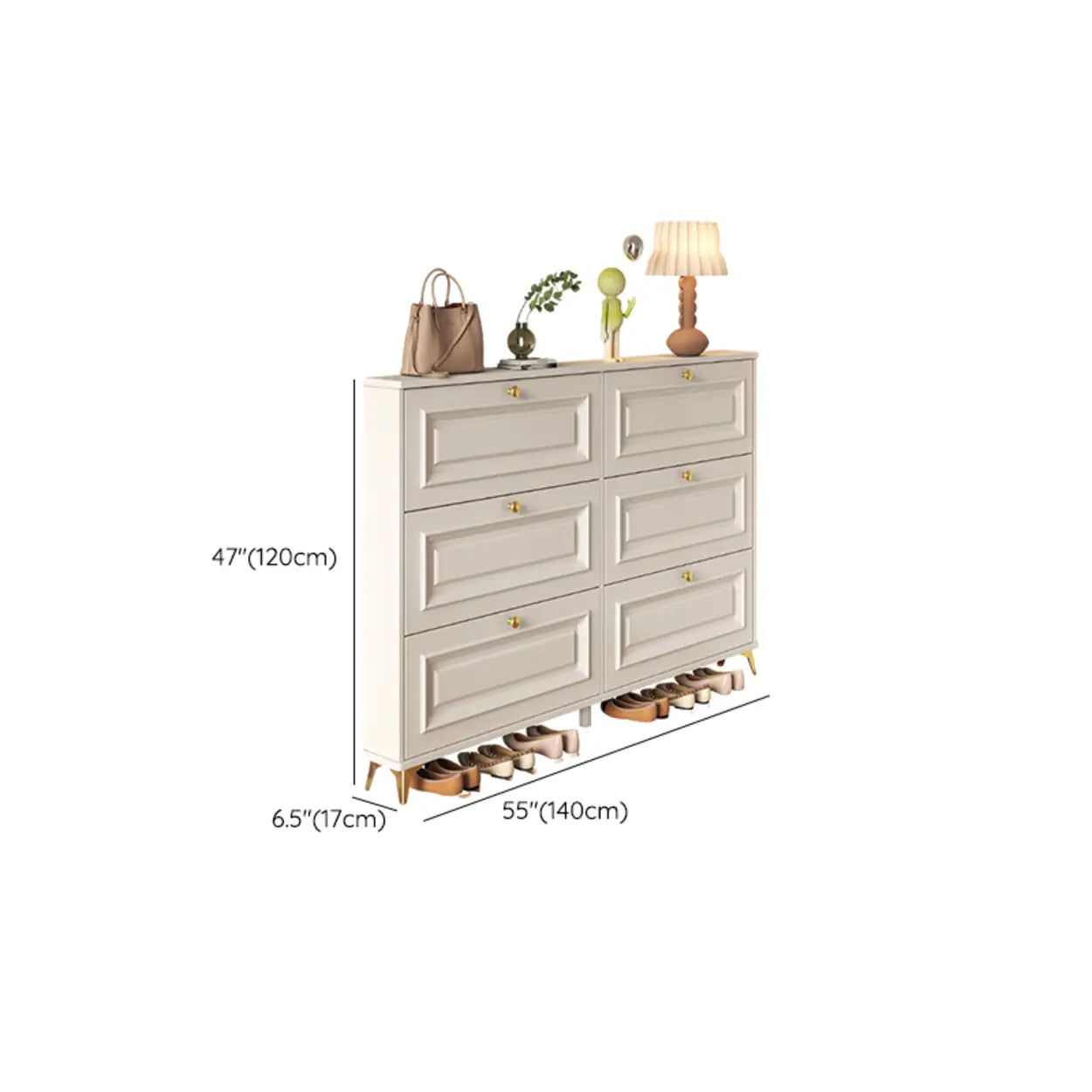 Wood Hallway Drop-Front Shoe Cabinet