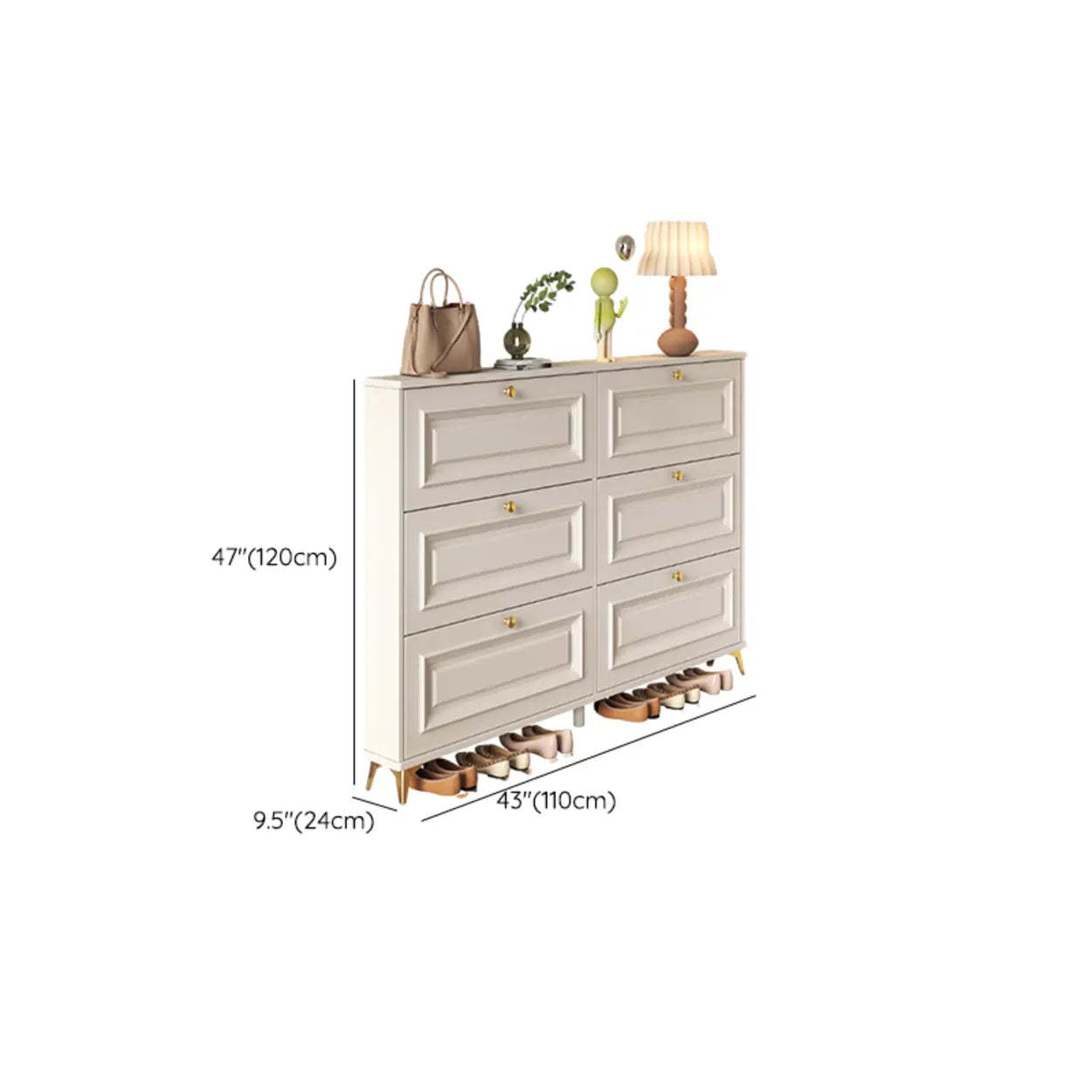 Wood Hallway Drop-Front Shoe Cabinet