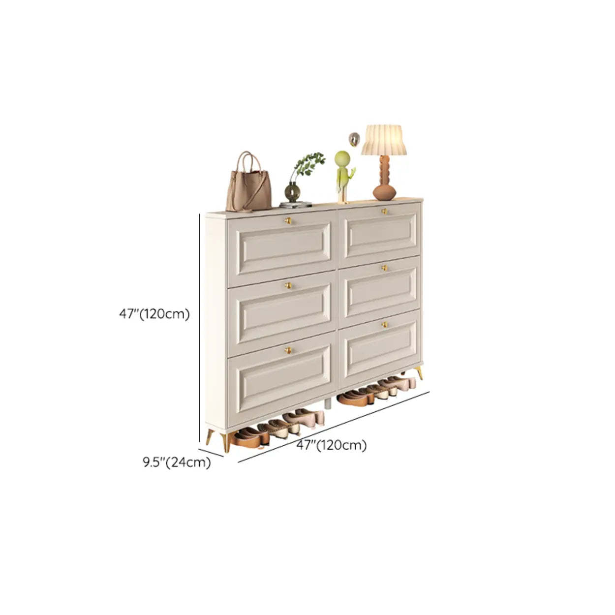 Wood Hallway Drop-Front Shoe Cabinet