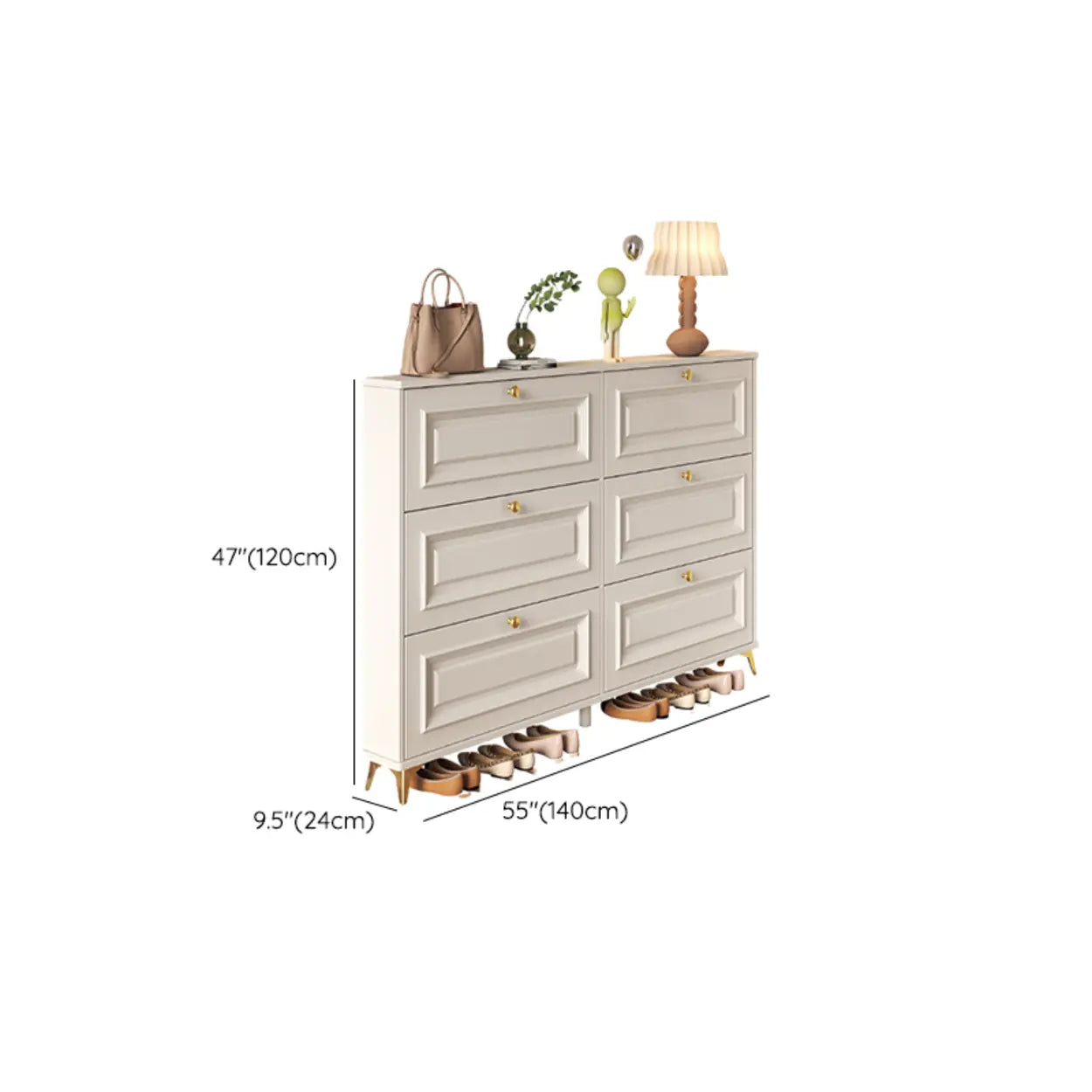 Wood Hallway Drop-Front Shoe Cabinet