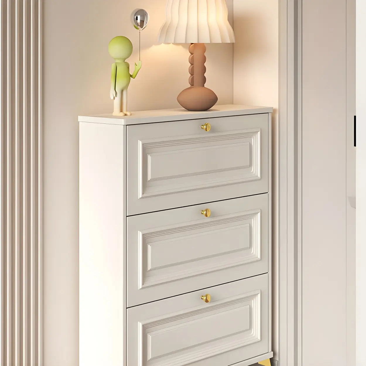 Wood Hallway Drop-Front Shoe Cabinet
