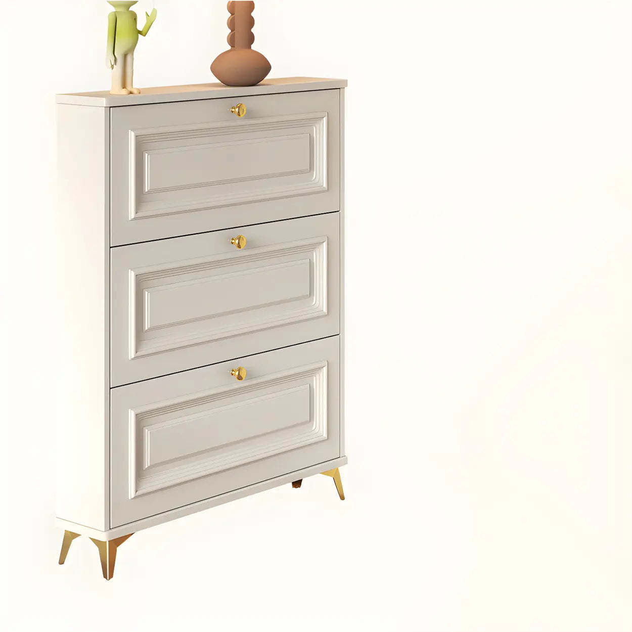 Wood Hallway Drop-Front Shoe Cabinet