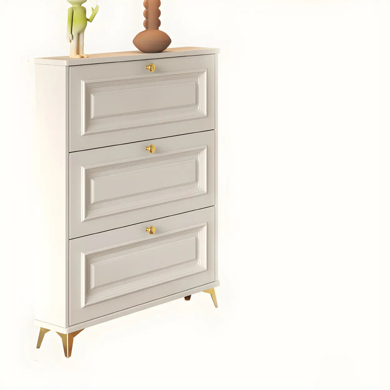 Wood Hallway Drop-Front Shoe Cabinet