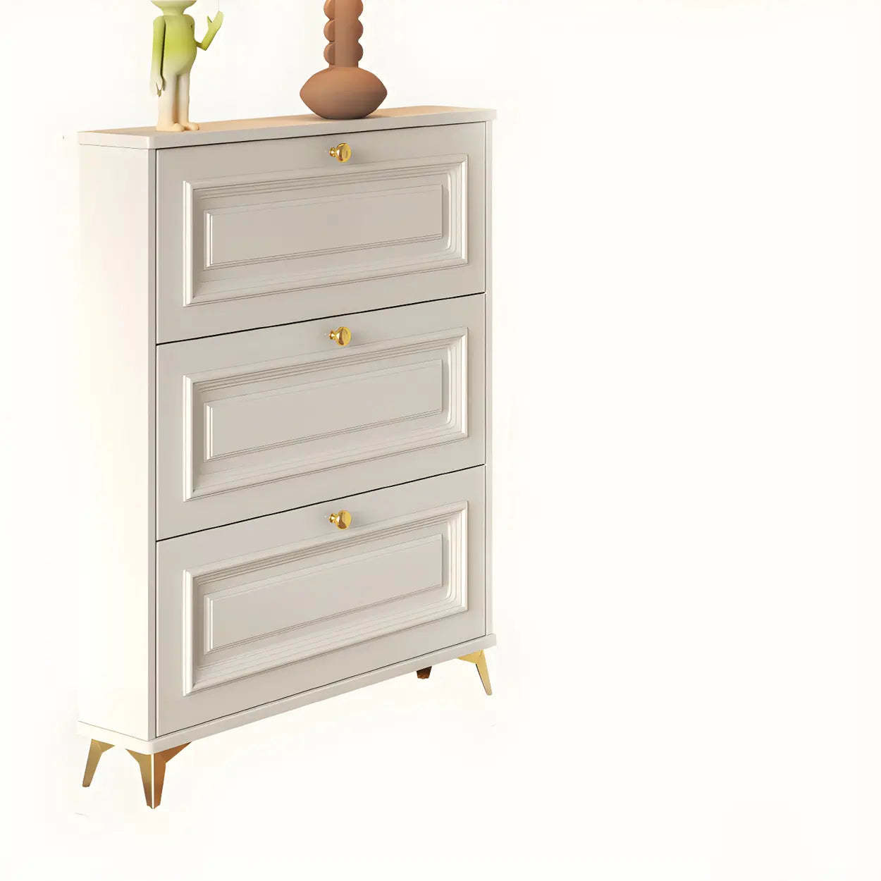 Wood Hallway Drop-Front Shoe Cabinet