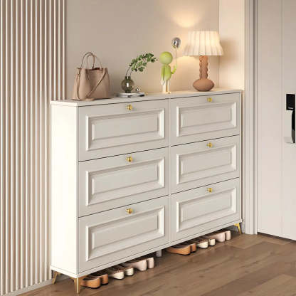 Wood Hallway Drop-Front Shoe Cabinet