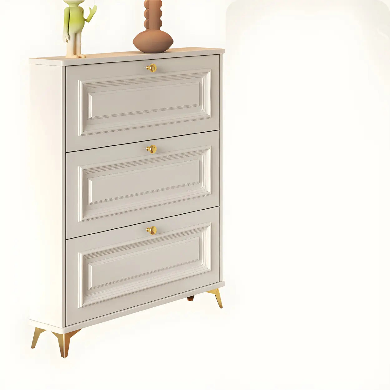 Wood Hallway Drop-Front Shoe Cabinet