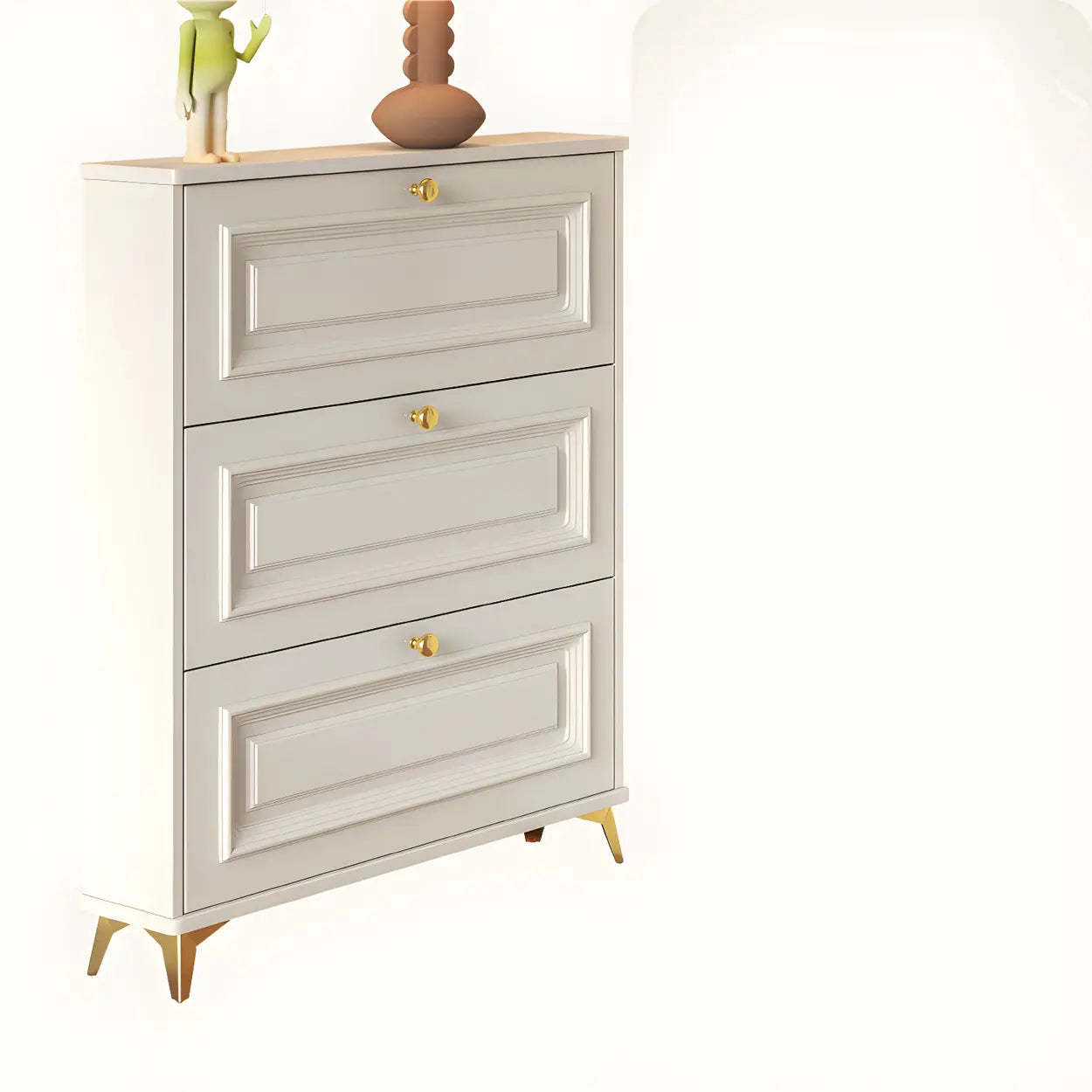Wood Hallway Drop-Front Shoe Cabinet