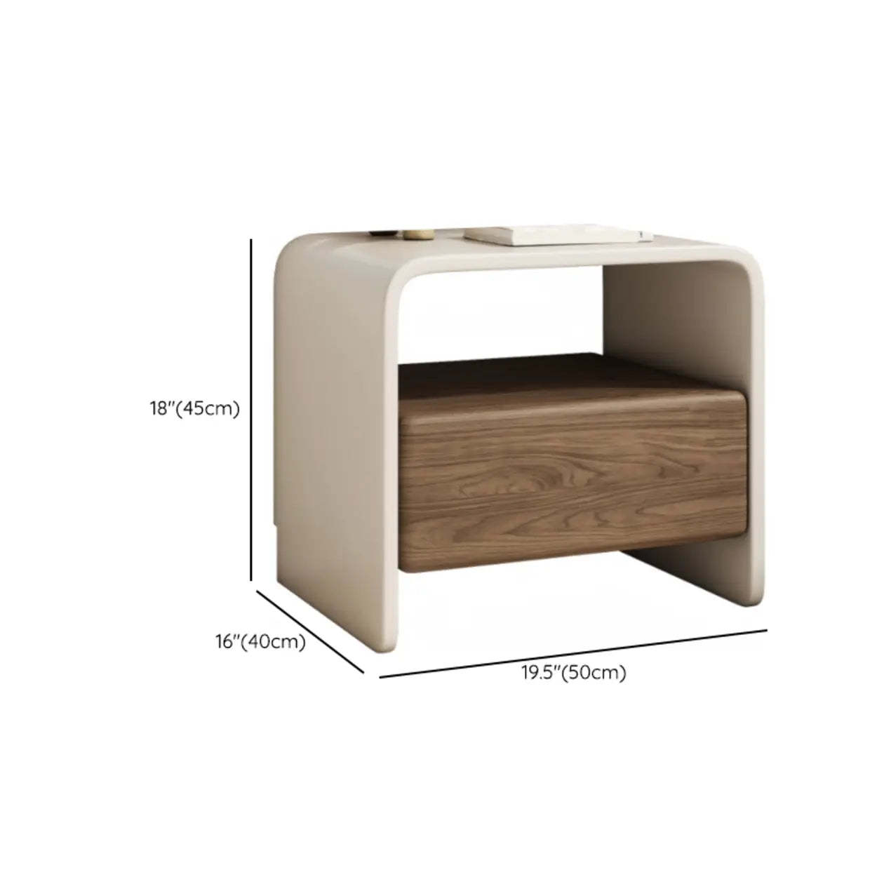 Minimalist White Wood Nightstand with Shelf