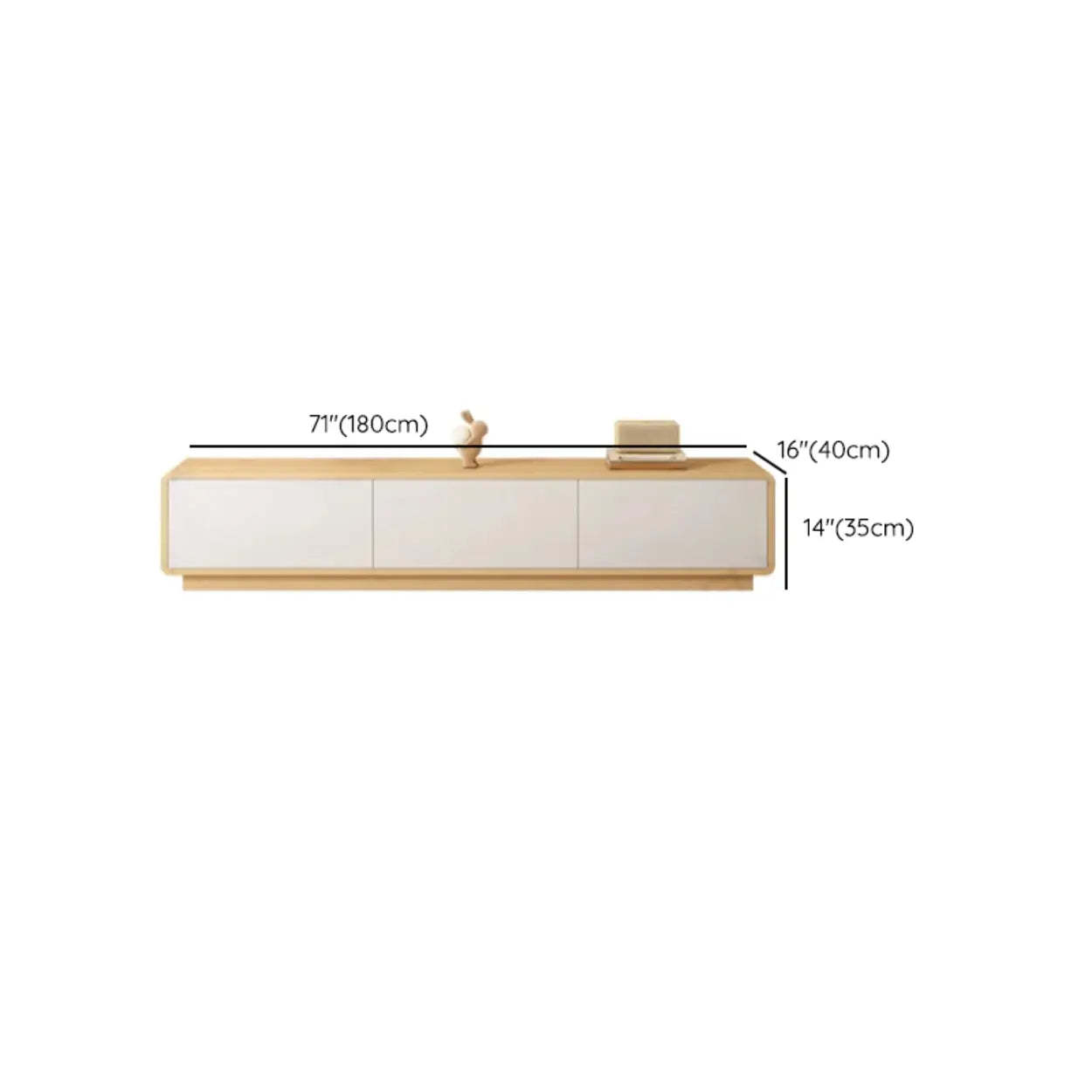 Natural Wood Rectangle TV Stand with Drawers