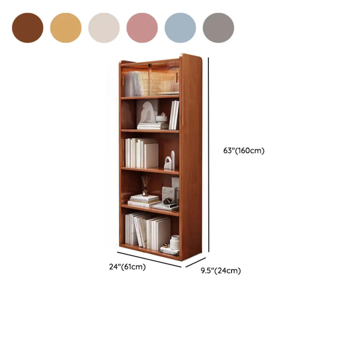 5-Tier Wood Vertical Bookcase