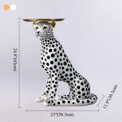 Glam Panther Sculpture Resin Gold Side Table