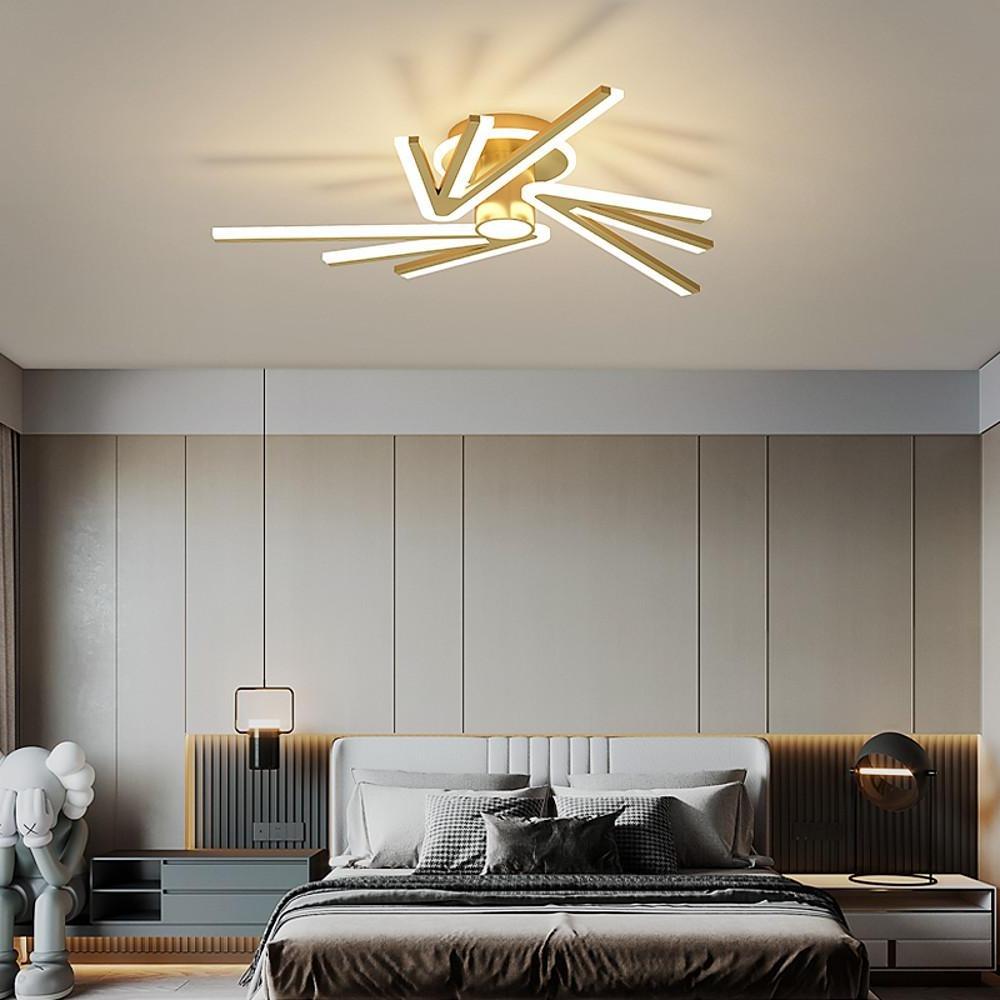 Lighom nordic flower abstract gray semi-flush mount light — Warm White (3000K) / 4-Light