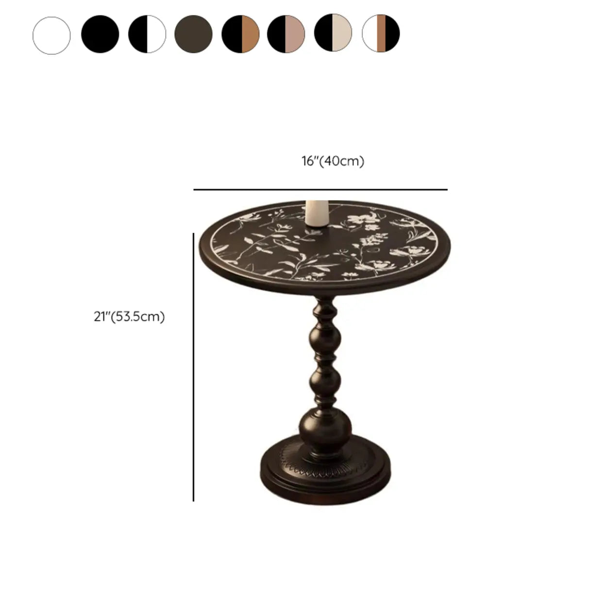 Mid-Century Modern Black Wood Pedestal Side Table
