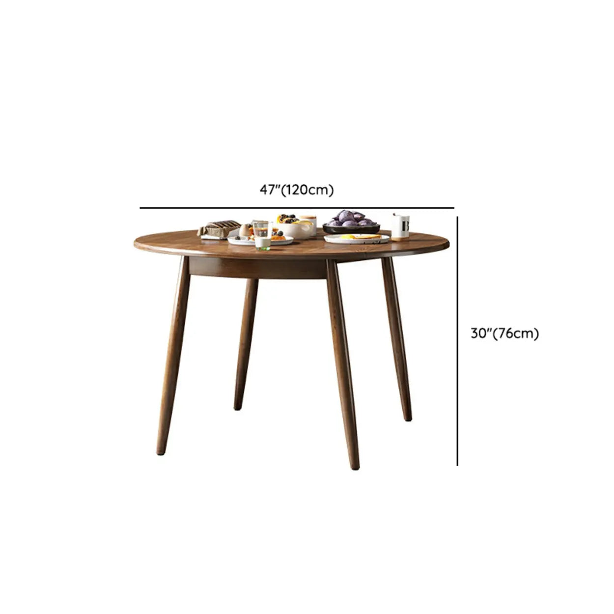 Contemporary Extendable Round Wood Dining Table Brown #size