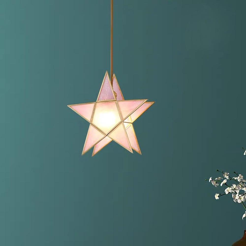 Double Star Shaped Kitchen Pendant Lights Copper Glass Pendant Lighting-Lighom