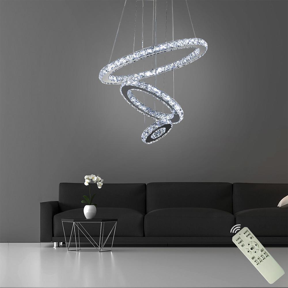 3-Ring Adjustable Tiered Crystal Bling Modern Chandelier