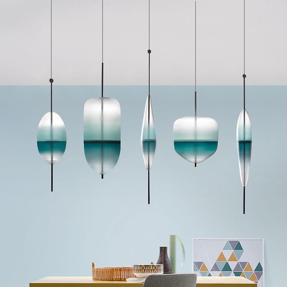 Gradient Blue Glass Industrial Pendant