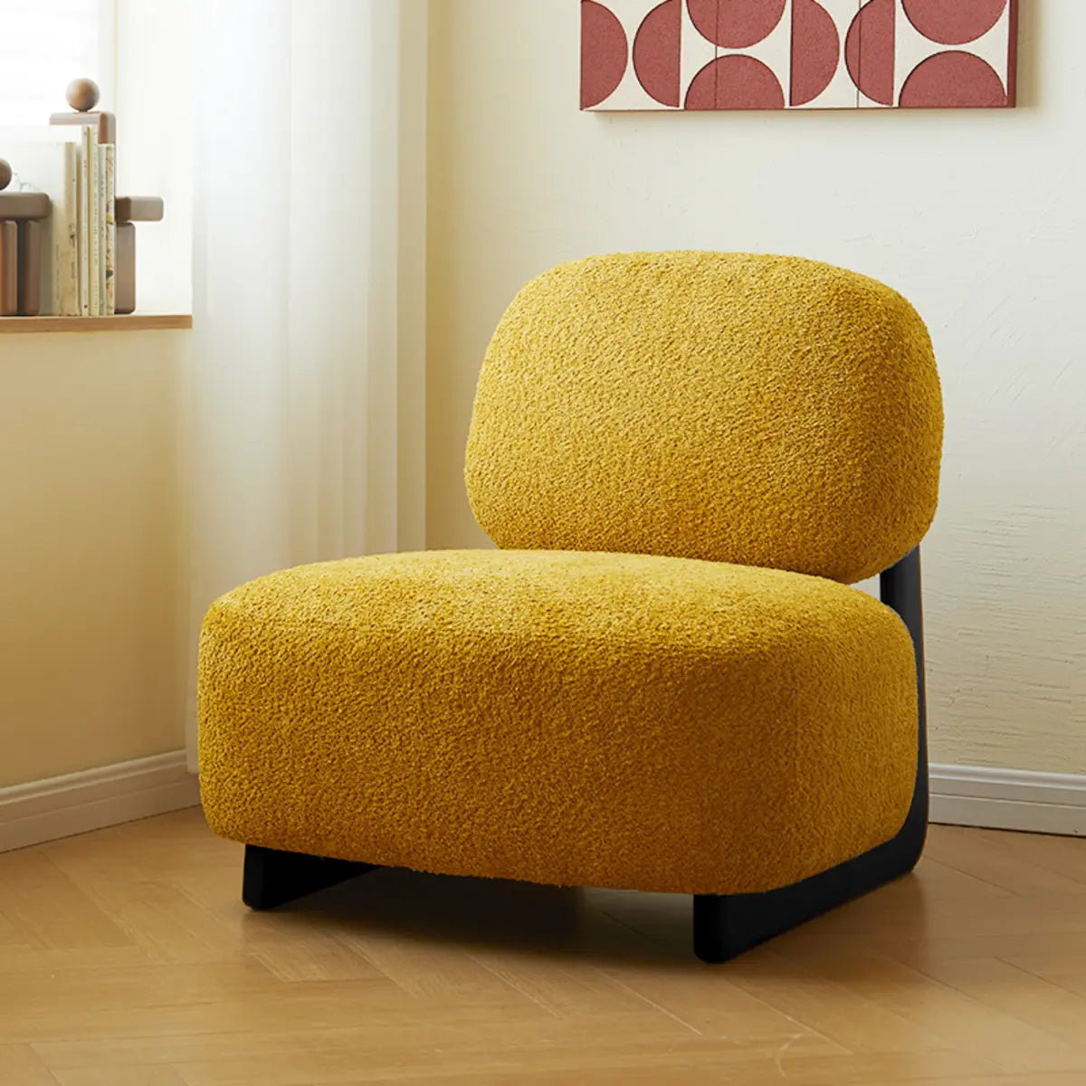 Alpaca Wool Biscuit Back Cherry Wood Sled Side Chair