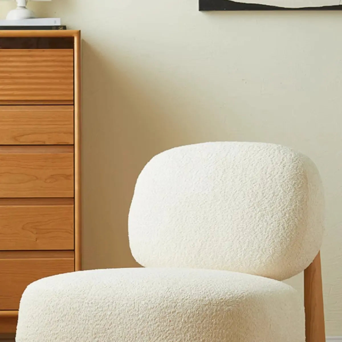Alpaca Wool Biscuit Back Cherry Wood Sled Side Chair