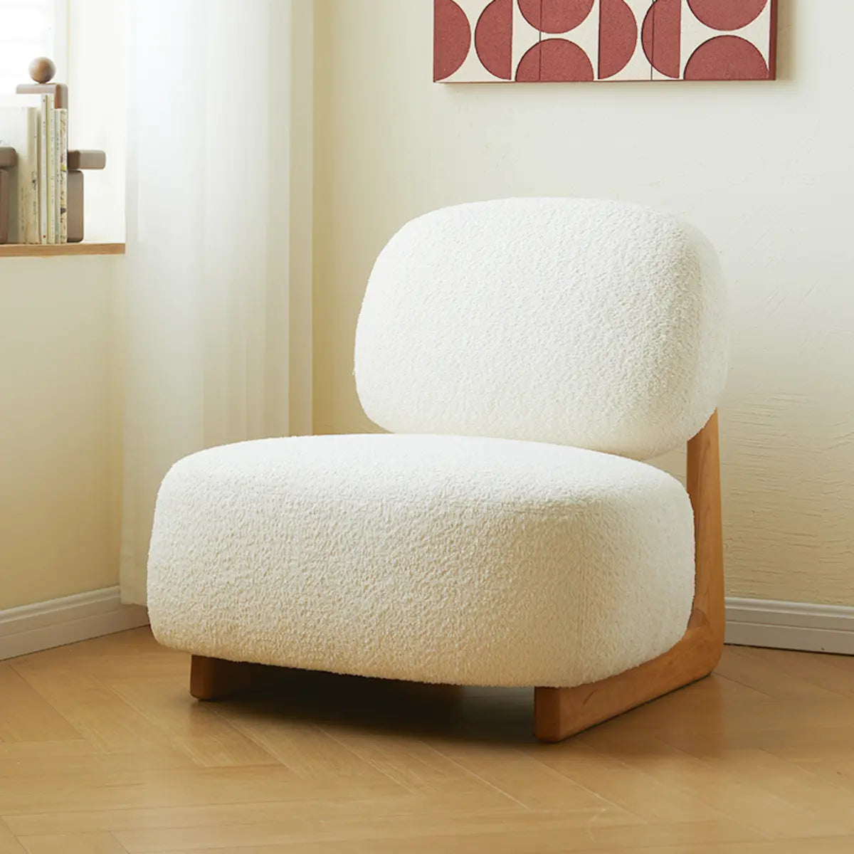 Alpaca Wool Biscuit Back Cherry Wood Sled Side Chair — Black / White / Alpaca Wool
