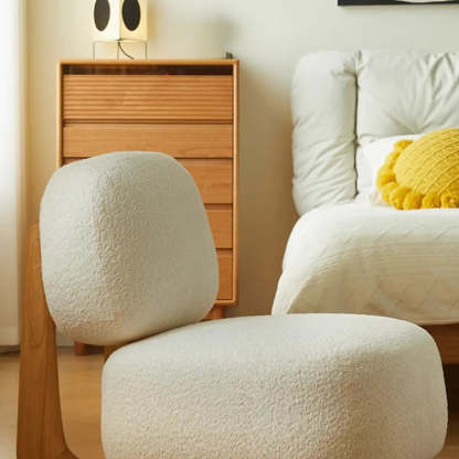 Alpaca Wool Biscuit Back Cherry Wood Sled Side Chair — Natural / Green / Alpaca Wool
