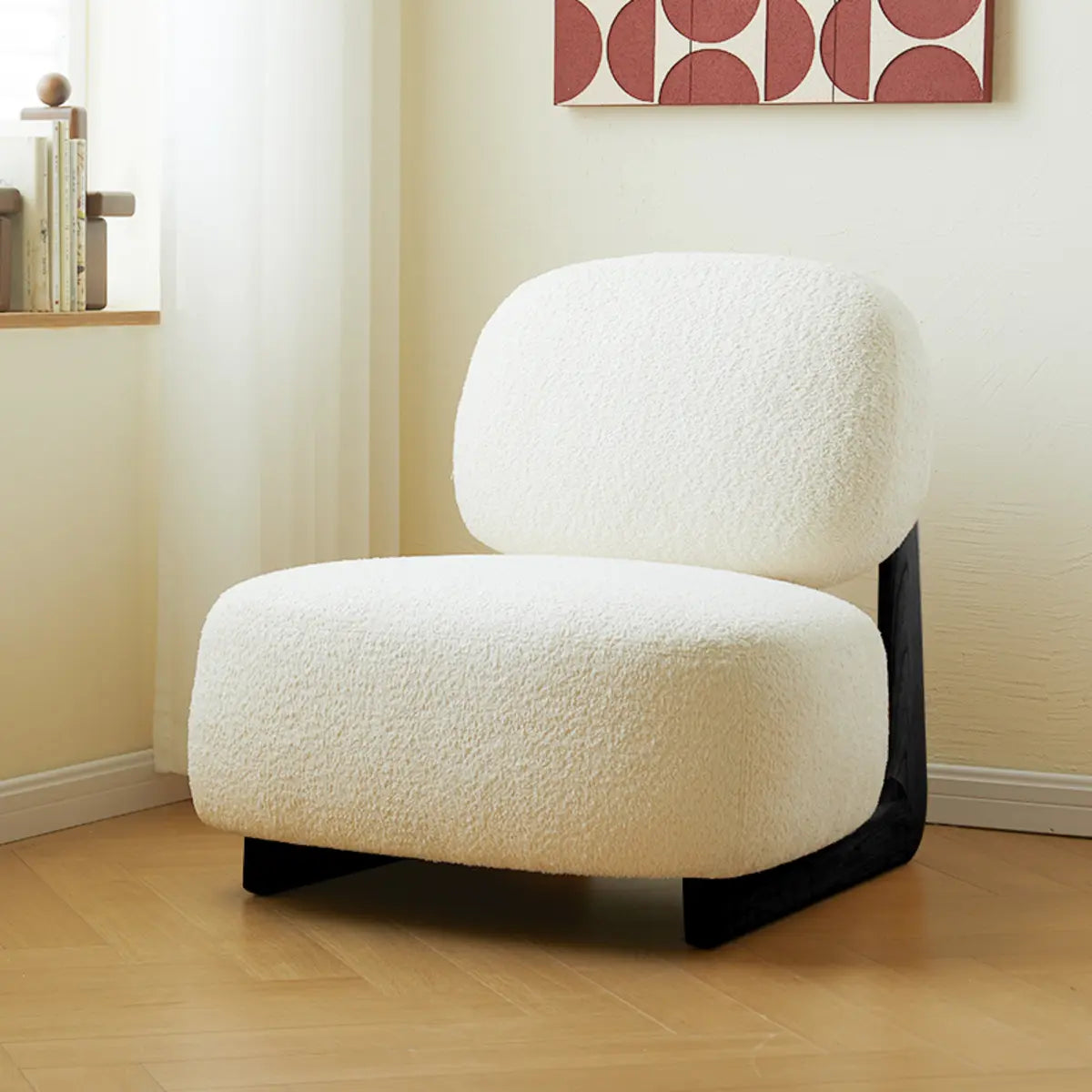 Alpaca Wool Biscuit Back Cherry Wood Sled Side Chair