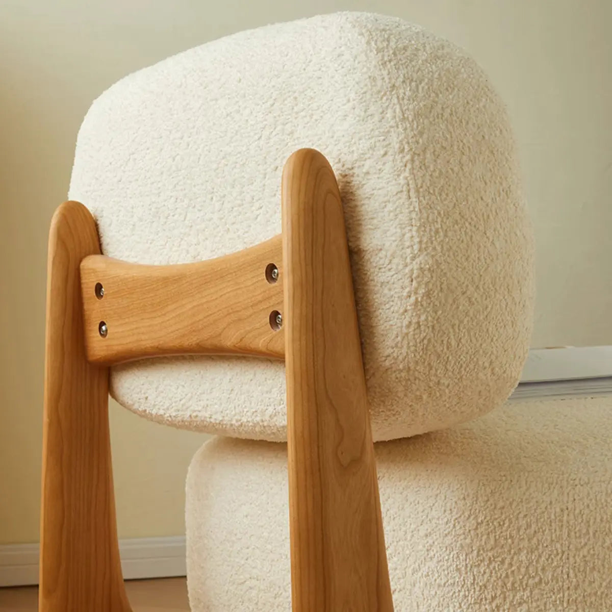 Alpaca Wool Biscuit Back Cherry Wood Sled Side Chair