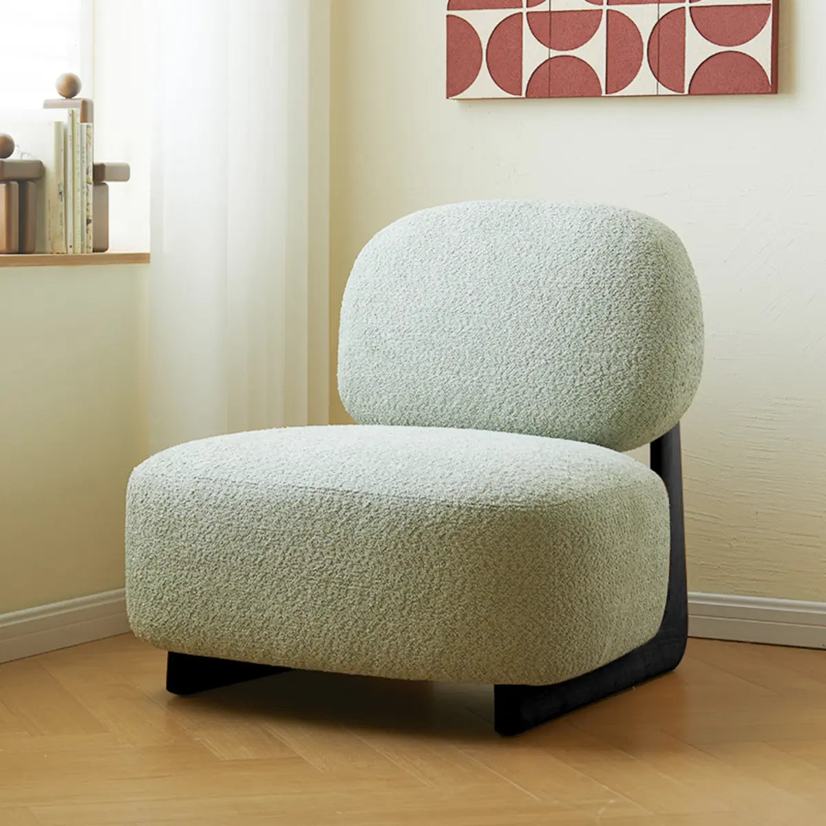 Alpaca Wool Biscuit Back Cherry Wood Sled Side Chair