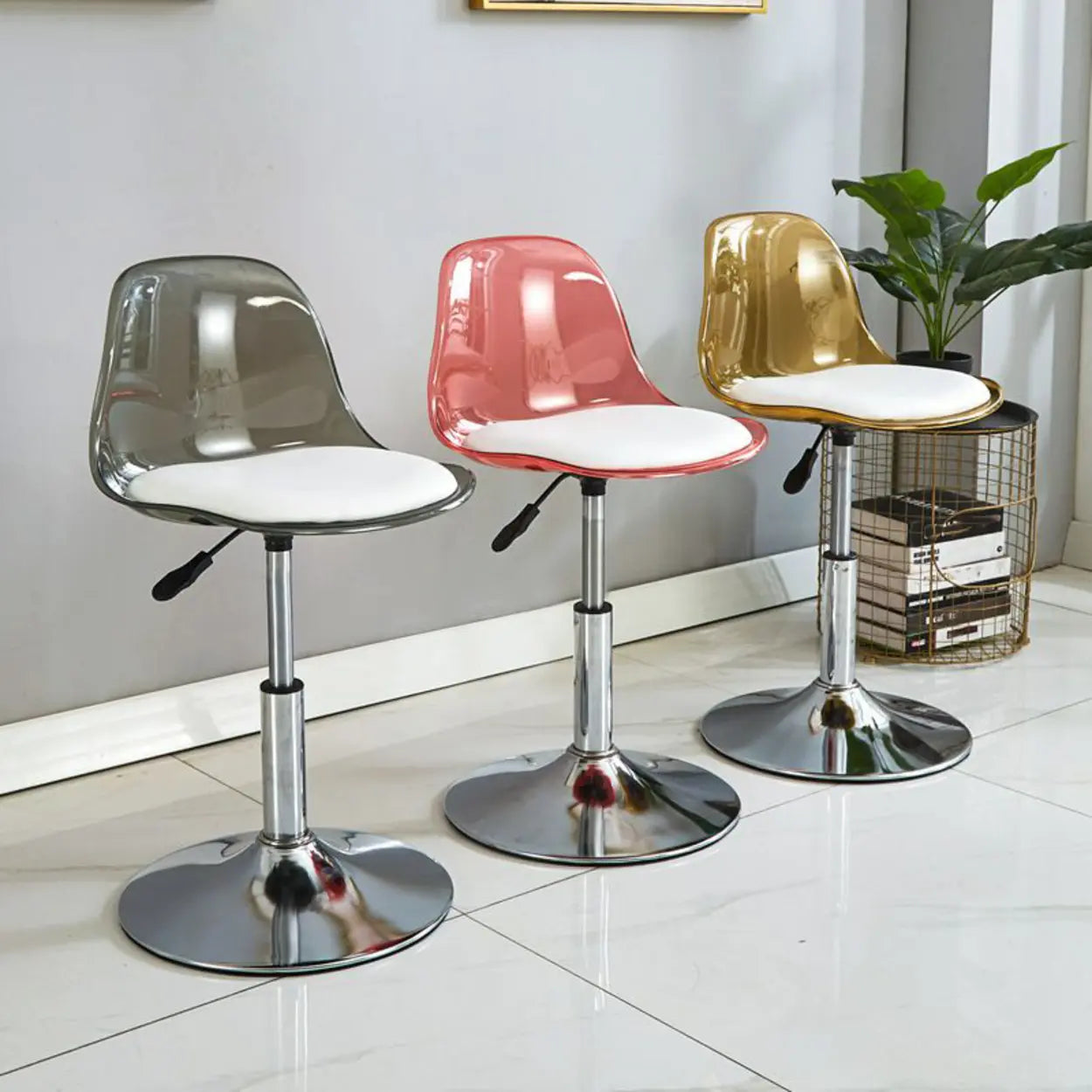 Amber Acrylic Adjustable Swivel Bar Stool