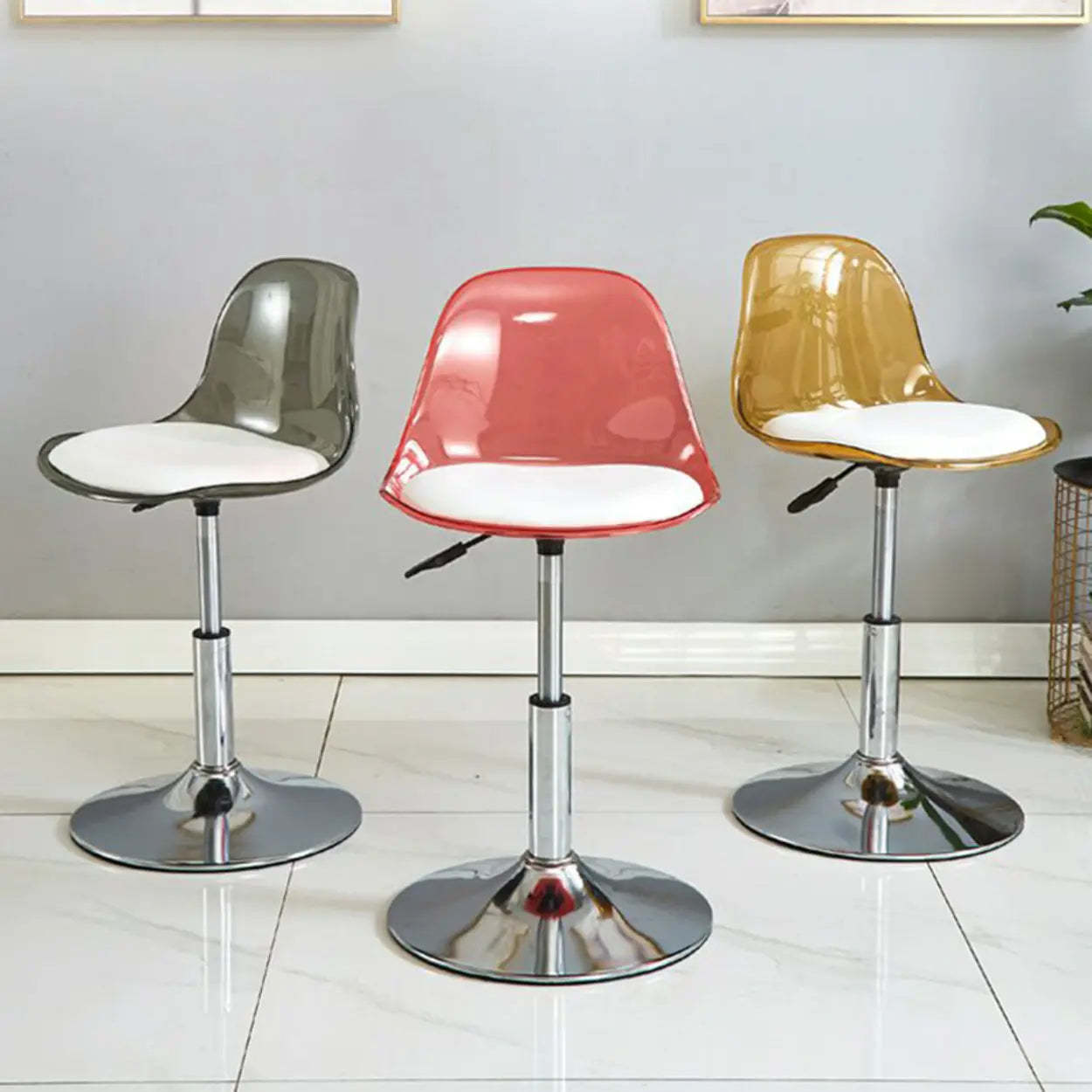 Amber Acrylic Adjustable Swivel Bar Stool
