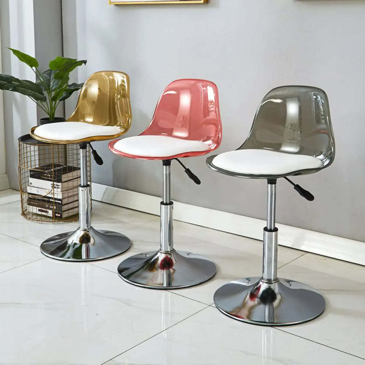 Amber Acrylic Adjustable Swivel Bar Stool