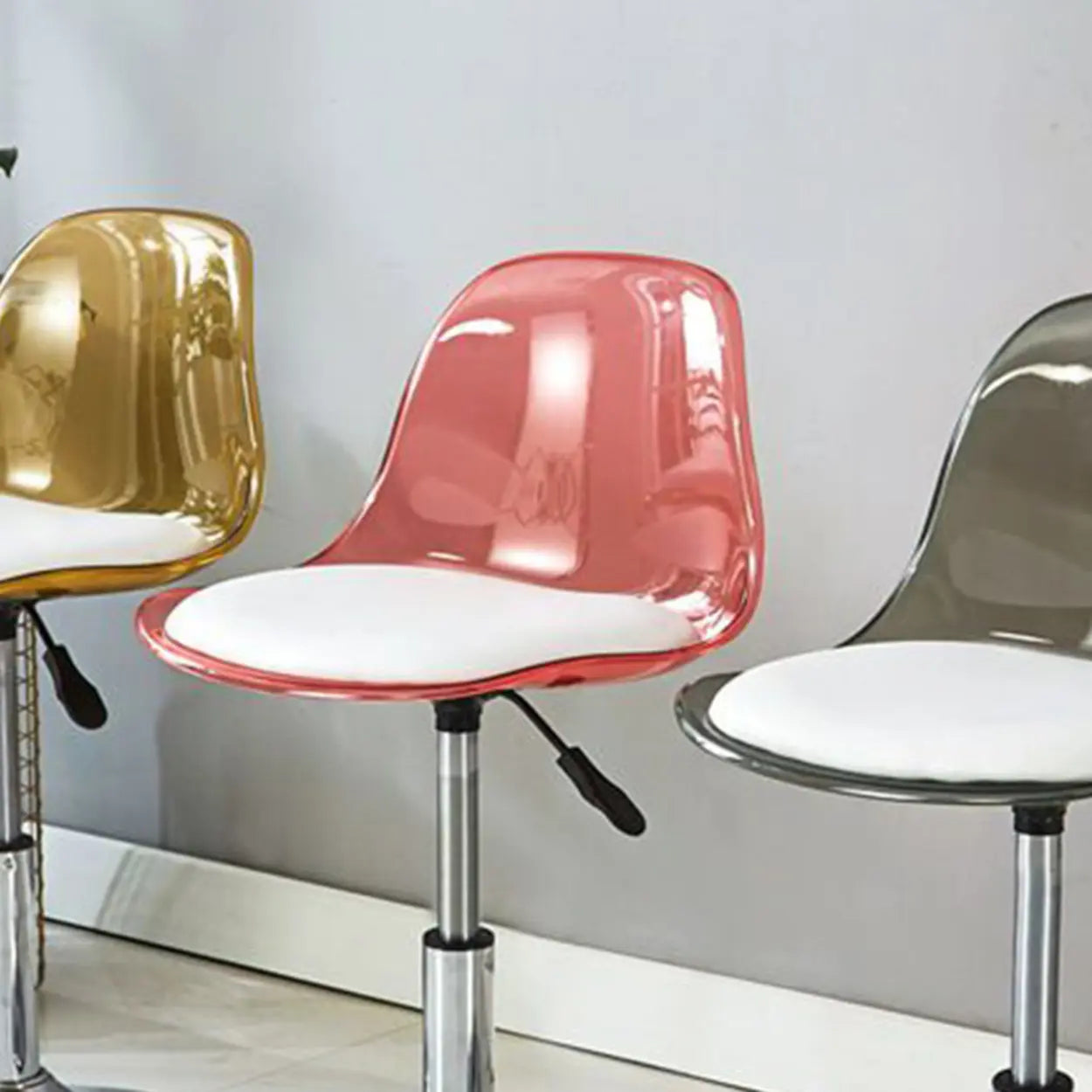 Amber Acrylic Adjustable Swivel Bar Stool