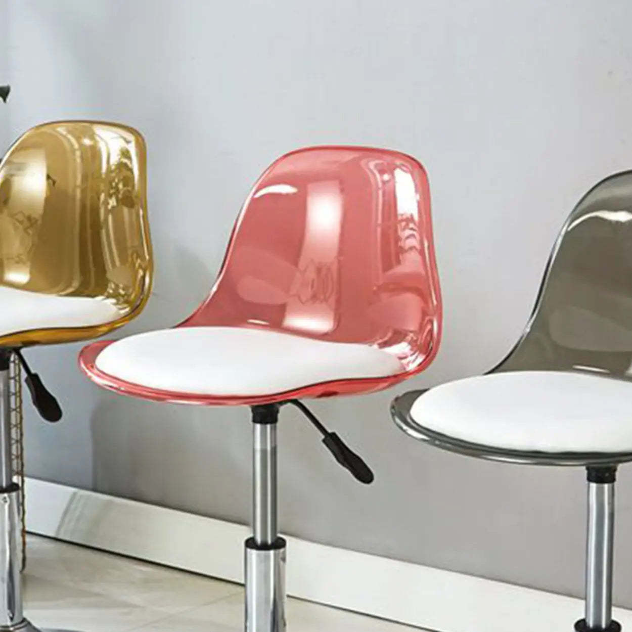 Amber Acrylic Adjustable Swivel Bar Stool