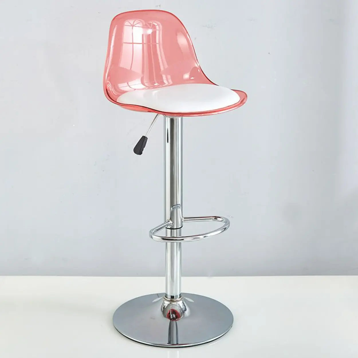 Amber Acrylic Adjustable Swivel Bar Stool — Clear