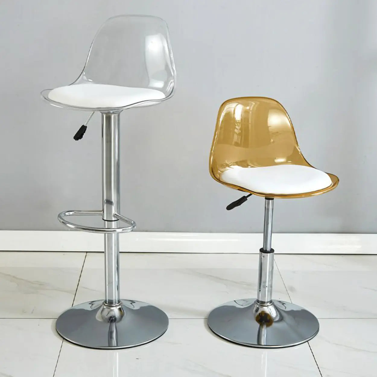 Amber Acrylic Adjustable Swivel Bar Stool — Amber
