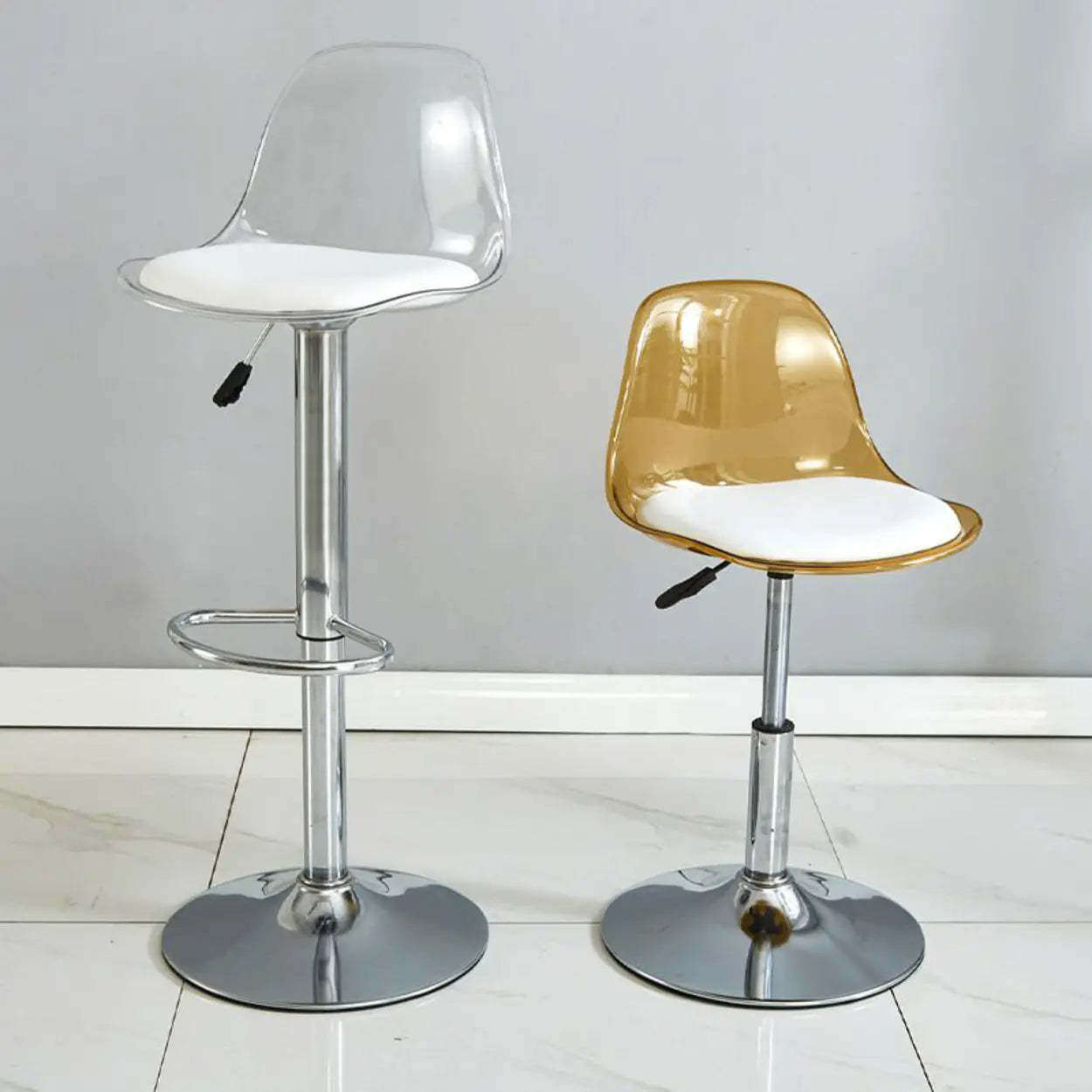 Amber Acrylic Adjustable Swivel Bar Stool — Amber