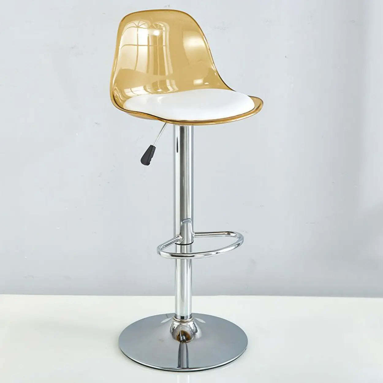 Amber Acrylic Adjustable Swivel Bar Stool — Pink