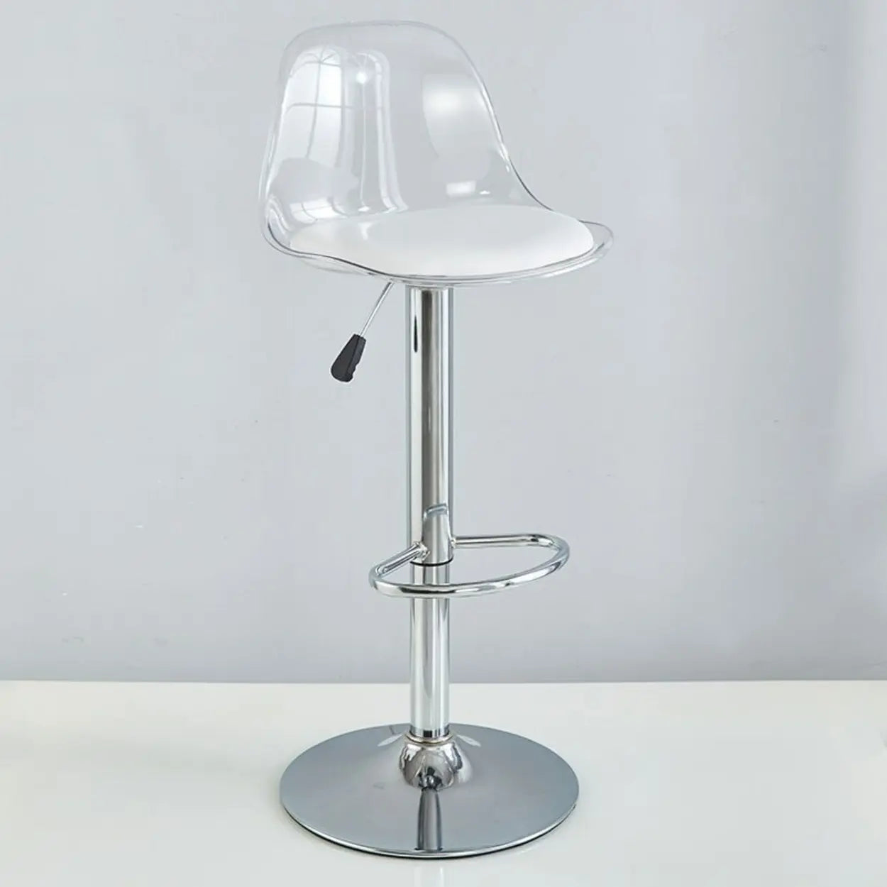 Amber Acrylic Adjustable Swivel Bar Stool — Grey