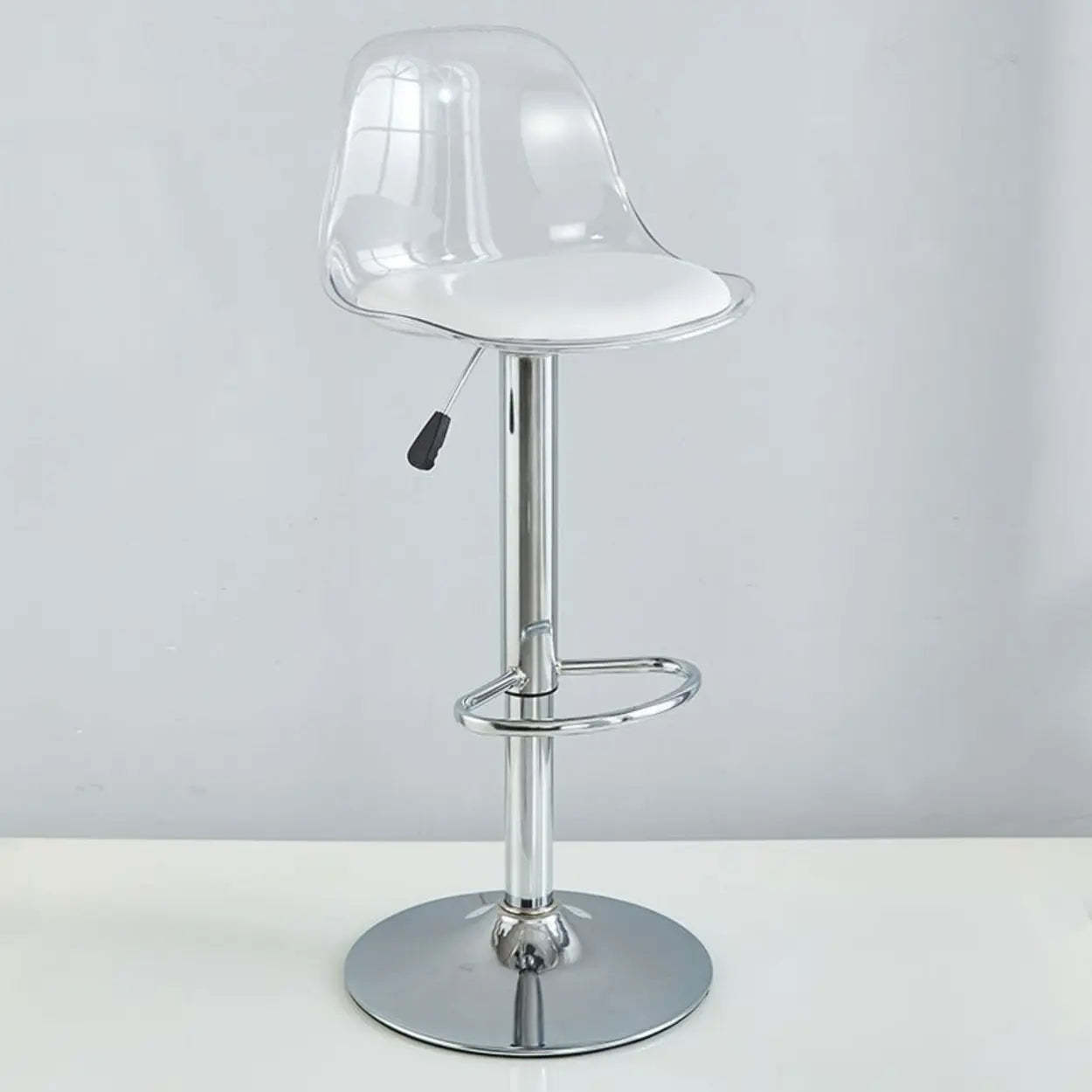 Amber Acrylic Adjustable Swivel Bar Stool — Grey