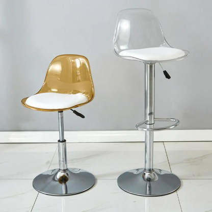 Amber Acrylic Adjustable Swivel Bar Stool — Grey