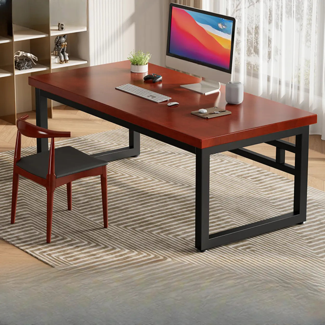 Amber Wood Butcher Block Sled Writing Desk — Black Walnut / Table Only