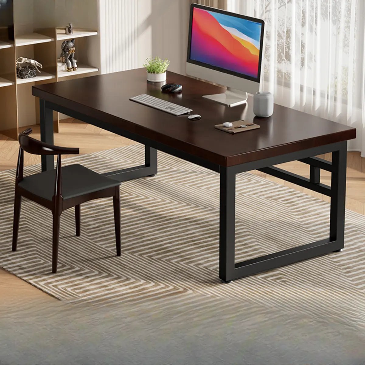 Amber Wood Butcher Block Sled Writing Desk — Amber / Table Only