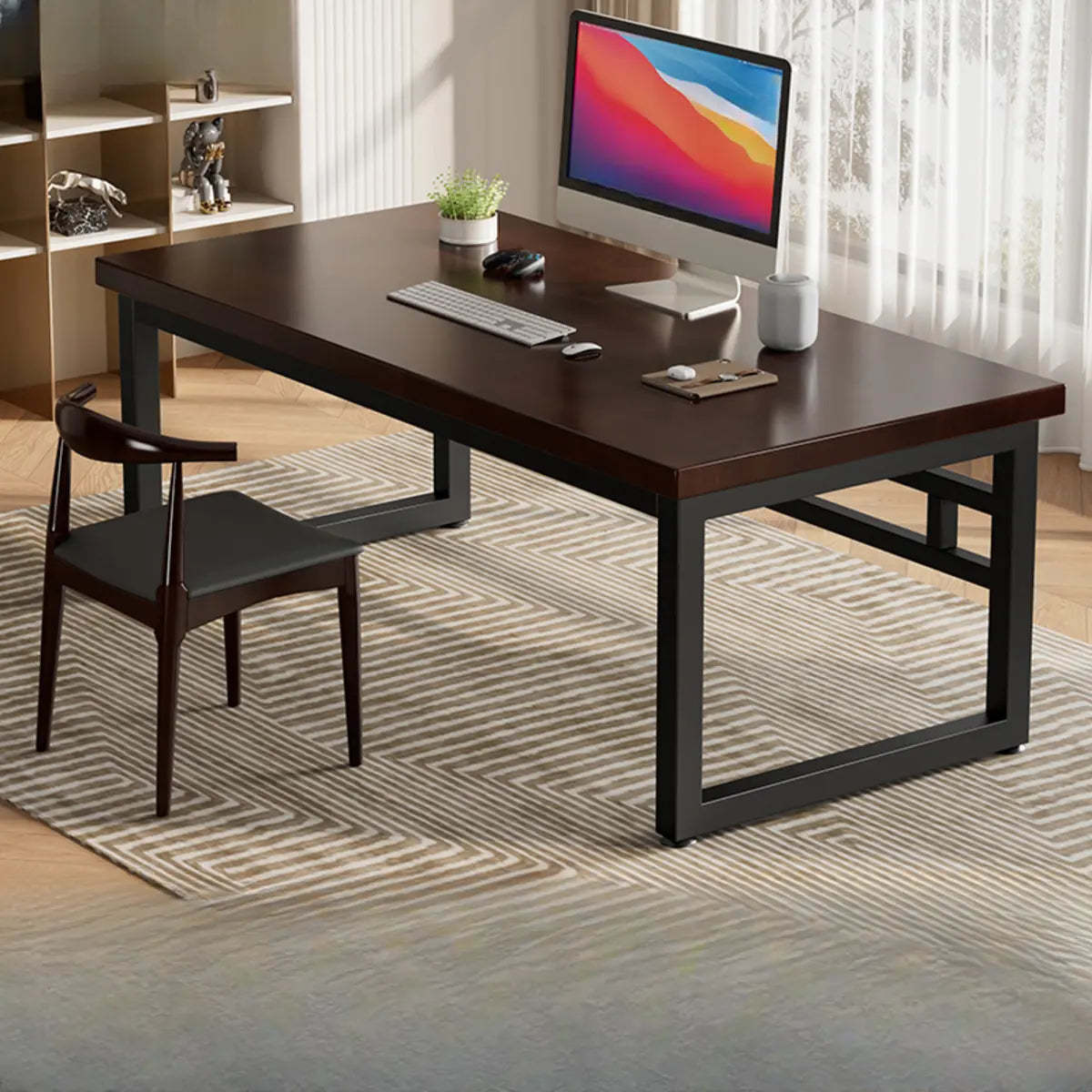 Amber Wood Butcher Block Sled Writing Desk — Amber / Table Only