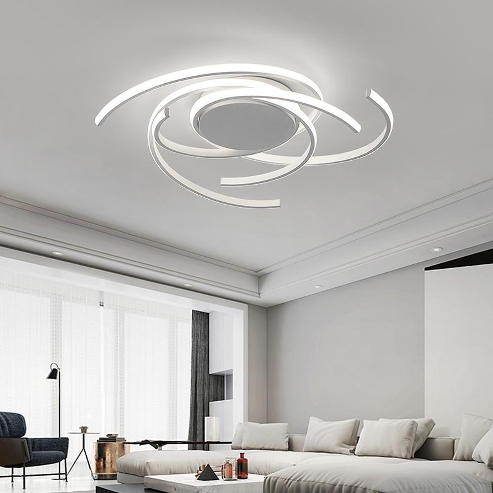 Nordic curve abstract semi-flush mount light in synthetic metal aluminum
