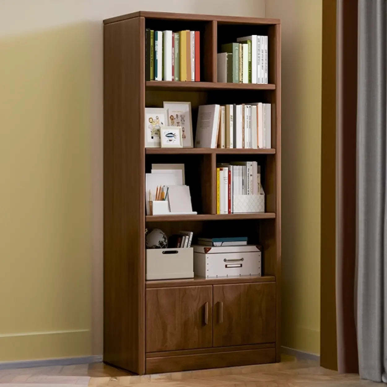Modern vertical reclaimed brown wood metal fabric display cabinets, Lighom