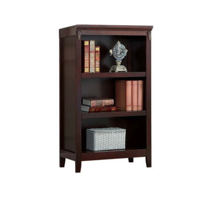 Antique Multi-Shelf Brown Wood Tall Bookcase — Light Walnut