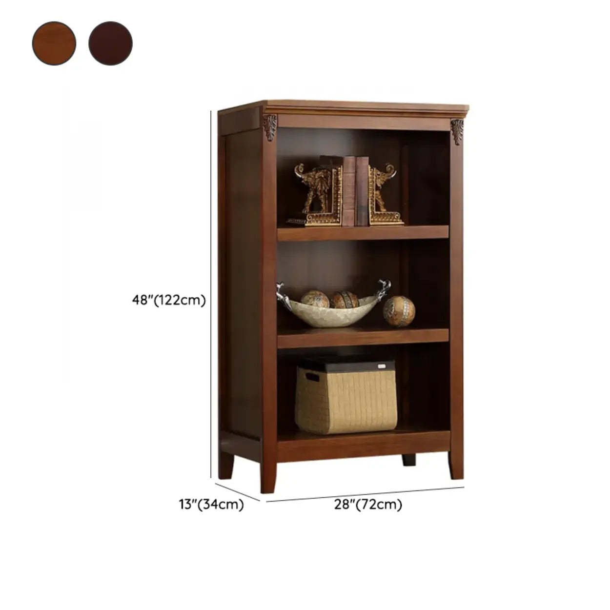 Antique Multi-Shelf Brown Wood Tall Bookcase